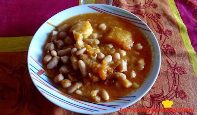 POTAJE DE GARBANZOS Y HABICHUELAS CON BONIATO, CALABACIN Y CHORIZO DE MARÍA ISABEL ABUELA DE MI YERNO