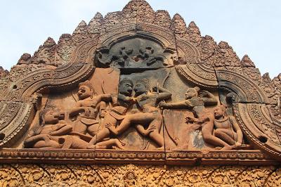 Miniaturas rosas en Banteay Srei,fin del viaje !!! (Siam Reap - Bangkok - Doha - Barcelona días 20-21 #vietnam16im)