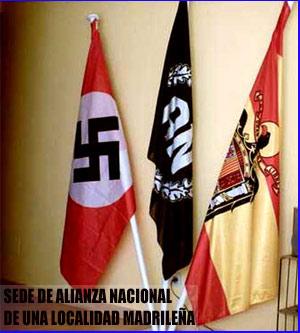 banderas en sede de Alianza nacional bandera fascista y nazi en la sede de alianza nacional