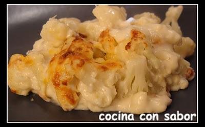 Coliflor con bechamel y jamón