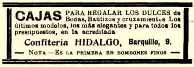 La Confitería Hidalgo de la calle Barquillo. 