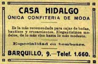 La Confitería Hidalgo de la calle Barquillo. 