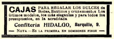 La Confitería Hidalgo de la calle Barquillo. 