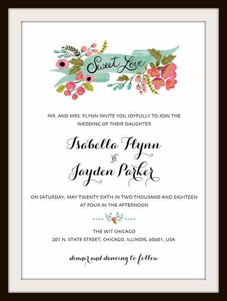 Invitaciones imprimibles gratis para Boda