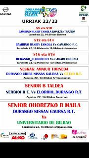 HORARIOS DE LA QUINTA JORNADA DE RUGBY EN SUS DIVISIONES DE HONOR