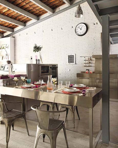 muebles de cocina, sillas estilo industrial acero galvanizado