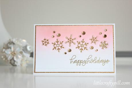 Christmas card: Golden snowflakes inlay