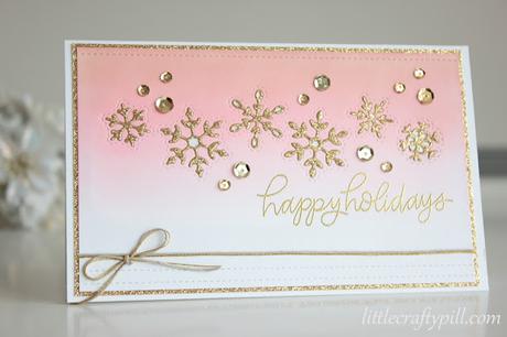 Christmas card: Golden snowflakes inlay