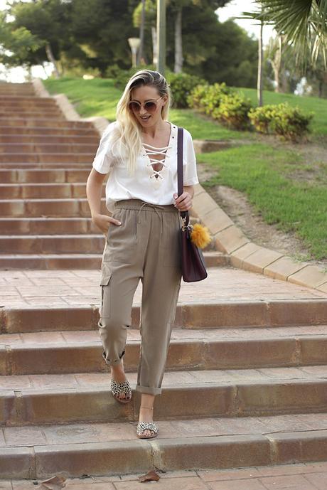 CARGO PANTS & LACE UP SHIRT