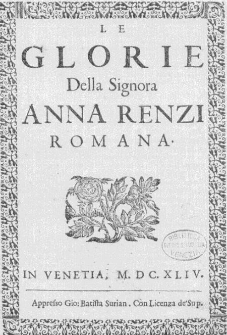 La primera diva de la ópera, Anna Renzi (Siglo XVII)