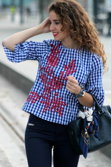 Camisa cuadro vichy con bordado