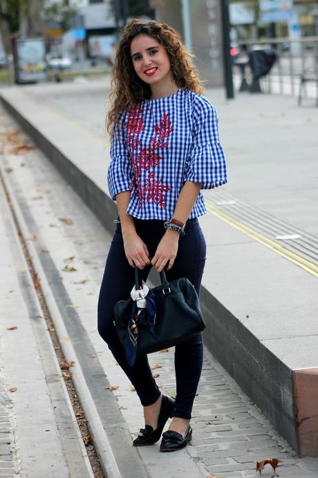 Camisa cuadro vichy con bordado