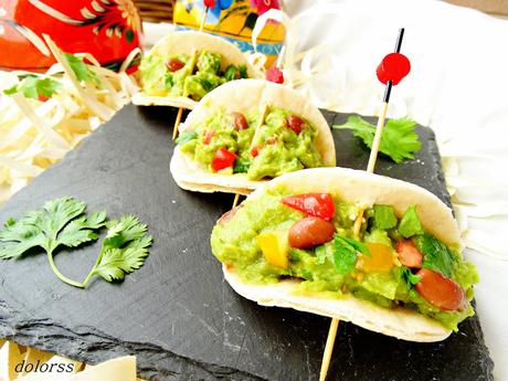 Mini wraps de guacamole con fríjoles