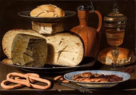 Clara Peeters, Stilleven met kazen, brood en drinkgerei, c.1615