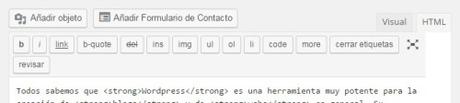 WordPress para principiantes: Escribir un post wordpress-barra-herramientas-html