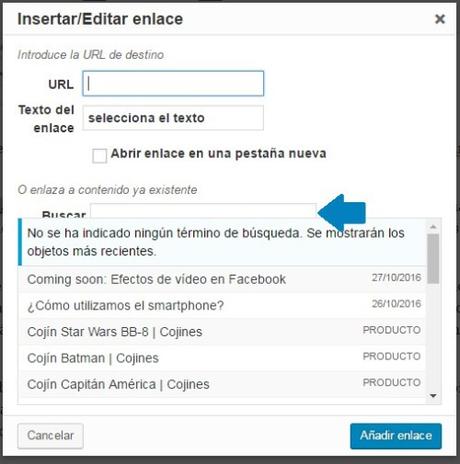 WordPress para principiantes: Escribir un post wordpress-link-herramientas-avanzadas-buscador