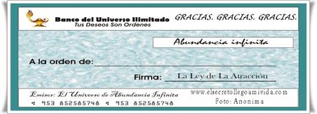 HOY 30 de Noviembre 2016 Cheque de la Abundancia