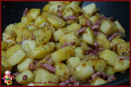 SALTEADO DE PATATAS, CEBOLLA Y PANCETA