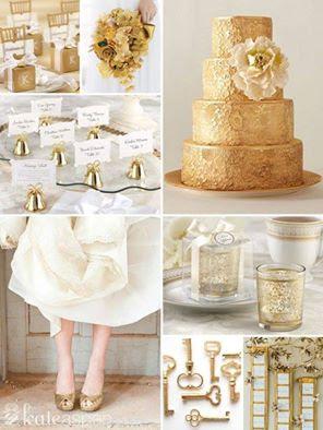 Decoración de boda en tonos dorados