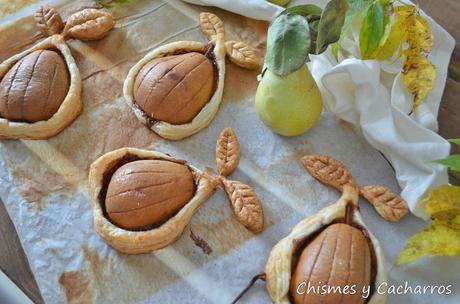 Peras de Hojaldre con Crema de Cacao