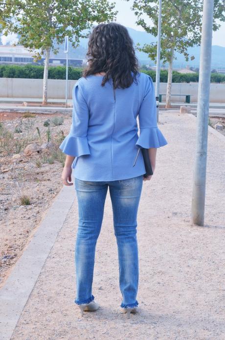 Blusa azul mangas acampanadas look_blusamangasacampanadasymetalizados_streetstyle_fashionbloggermivestidoazul-6