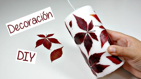 Cómo decorar velas con hojas naturales