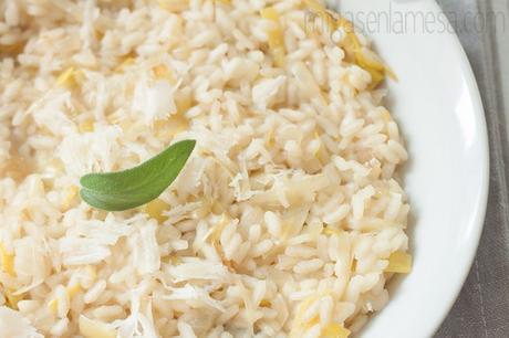 Risotto de puerros y salvia, sin lactosa