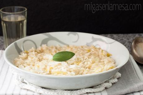 Risotto de puerros y salvia, sin lactosa