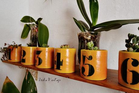 DIY CON MACETAS VINTAGE NUMERADAS PARA CACTUS Y CRASAS PEQUEÑAS