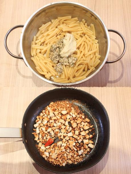 Casarecce caterse (pasta con pesto de anchoas)