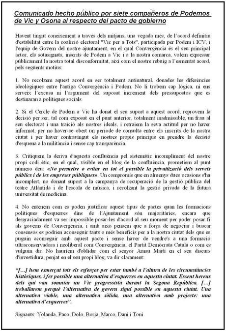 Definitivamente: ¡lo dejo! comunicado-miembros-podem-vic