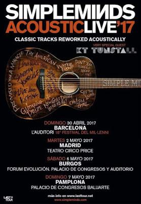 Gira acústica de Simple Minds en mayo en Barcelona, Madrid, Burgos y Pamplona