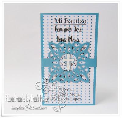 Invitación Mi Bautizo - Polar Blue - Handmade Baptism Invitation (Boys)