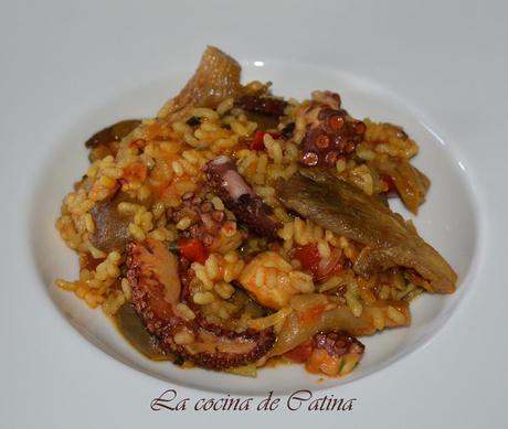 Arroz con pulpo y setas