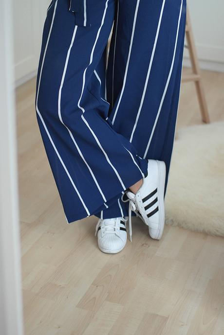 STRIPED JUMPSUIT WITH BELL SLEEVE