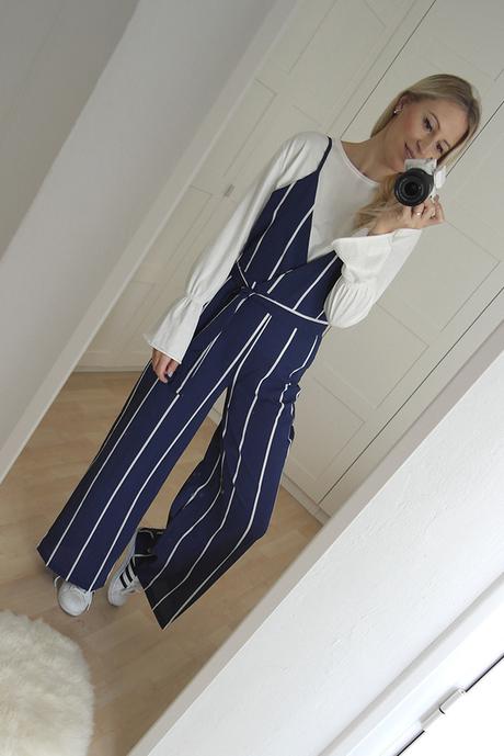 STRIPED JUMPSUIT WITH BELL SLEEVE