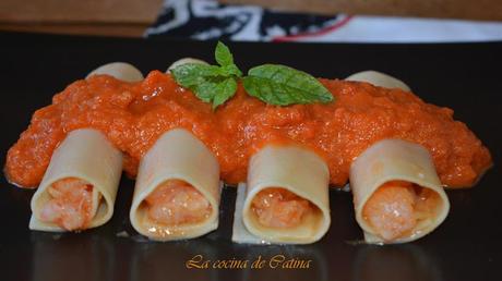 Canelones de bacalao con salsa vizcaina Canelones de bacalao con salsa vizcaina