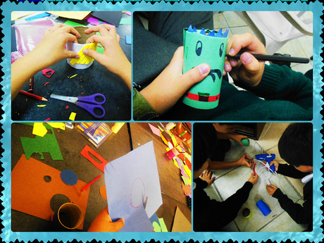 Reciclando tubos de cartón Reciclando tubos de cartón