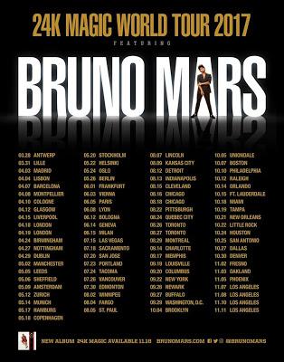 Bruno Mars anuncia gira con paradas en abril de 2017 en Madrid y Barcelona