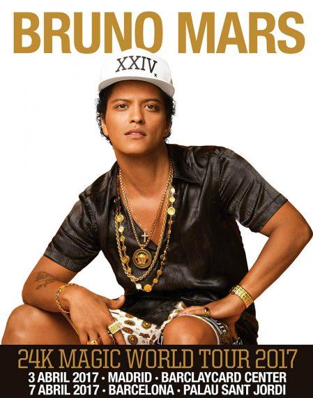 Bruno Mars actuará en Madrid y Barcelona en abril de 2017 Nueva gira de Bruno Mars
