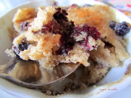 Bizcocho exprés de moras con harina de castañas y sarracena, sin gluten y sin lactosa