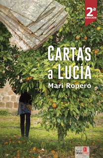 Portada de la novela LGBT Cartas a Lucía, de Mari Ropero, donde se aprecia a una muchacha debajo de un naranjo.