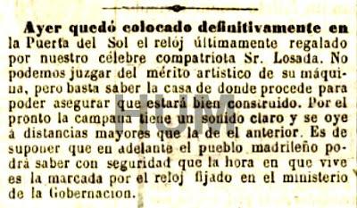El reloj de la Puerta del Sol en tiempo real. Madrid, 1866 El reloj de la Puerta del Sol en tiempo real. Madrid, 1866