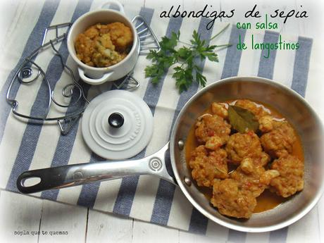 Albóndigas de sepia con salsa de langostinos