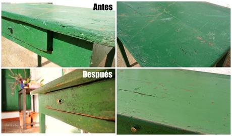 ANTES Y DESPUÉS DE UNA MESA TOCINERA VERDE