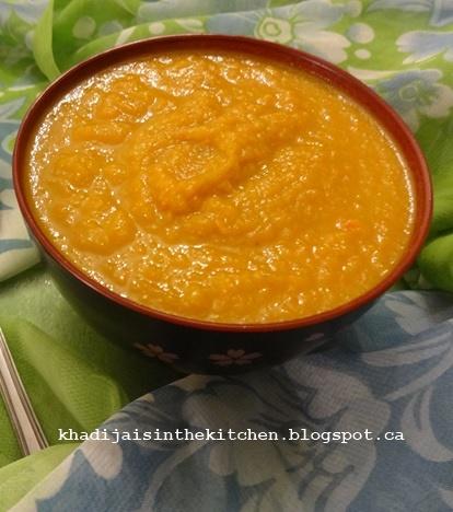 SOUPE AUX CAROTTES ET À LA PATATE DOUCE / CARROT SWEET POTATO SOUP / SOPA CON ZANAHORIAS Y BATATA / حساء الجزر و البطاطس الحلوة