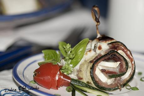 Rollitos de Calabacin Rellenos de Jamón y Queso de Cabra