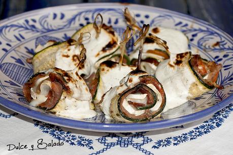 Rollitos de Calabacin Rellenos de Jamón y Queso de Cabra