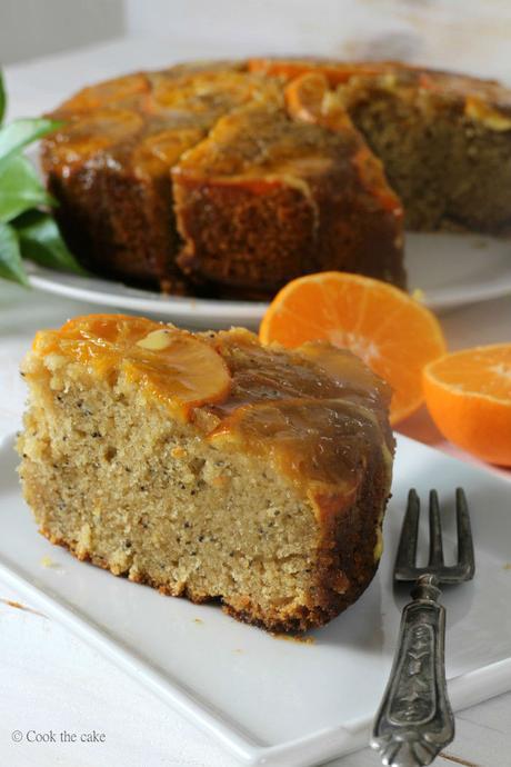 bizcocho invertido de mandarina, poppy seeds, tangerine upside down cake