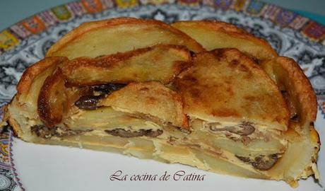 Pastel de patata con setas